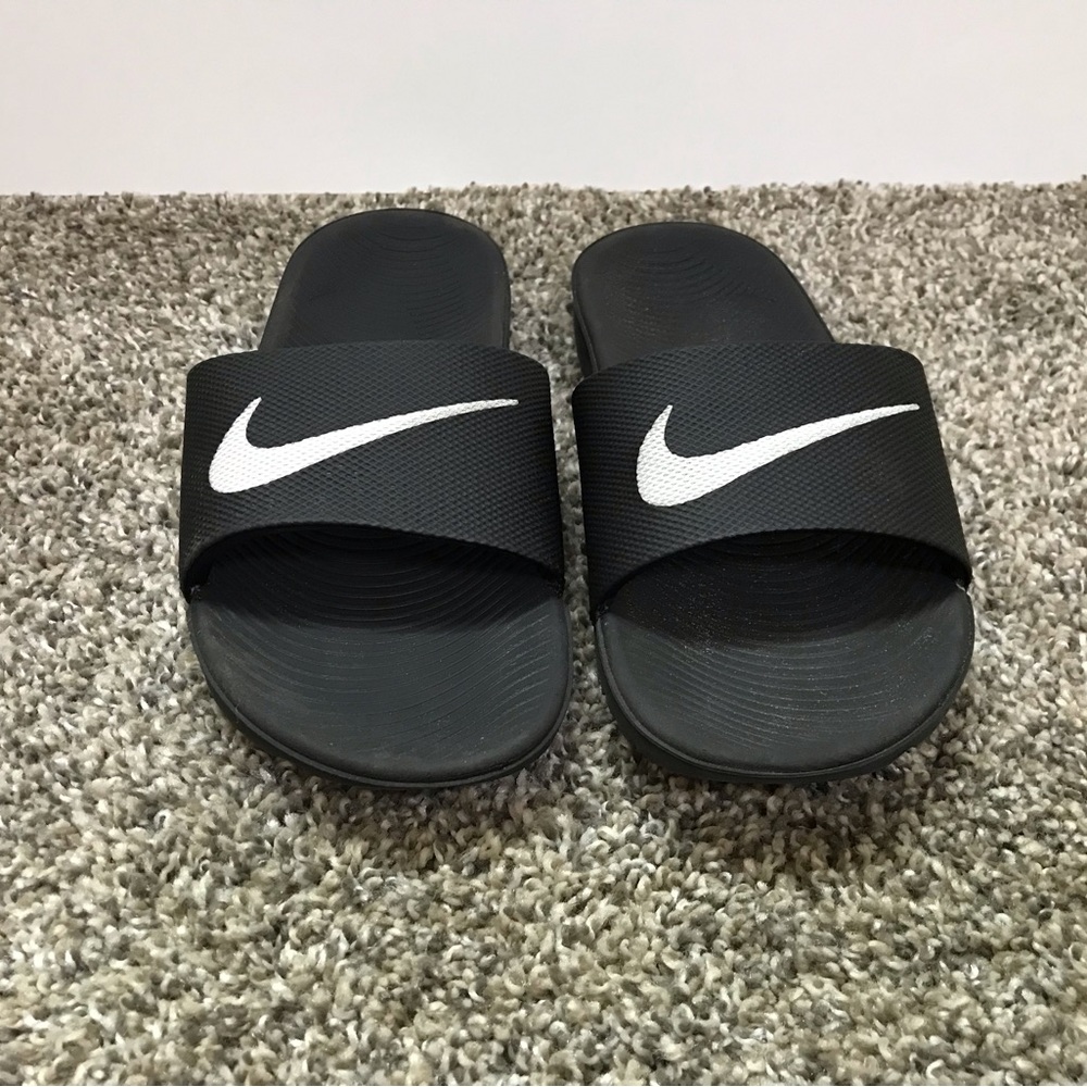 Nike Black Slide Sandals with White Logo